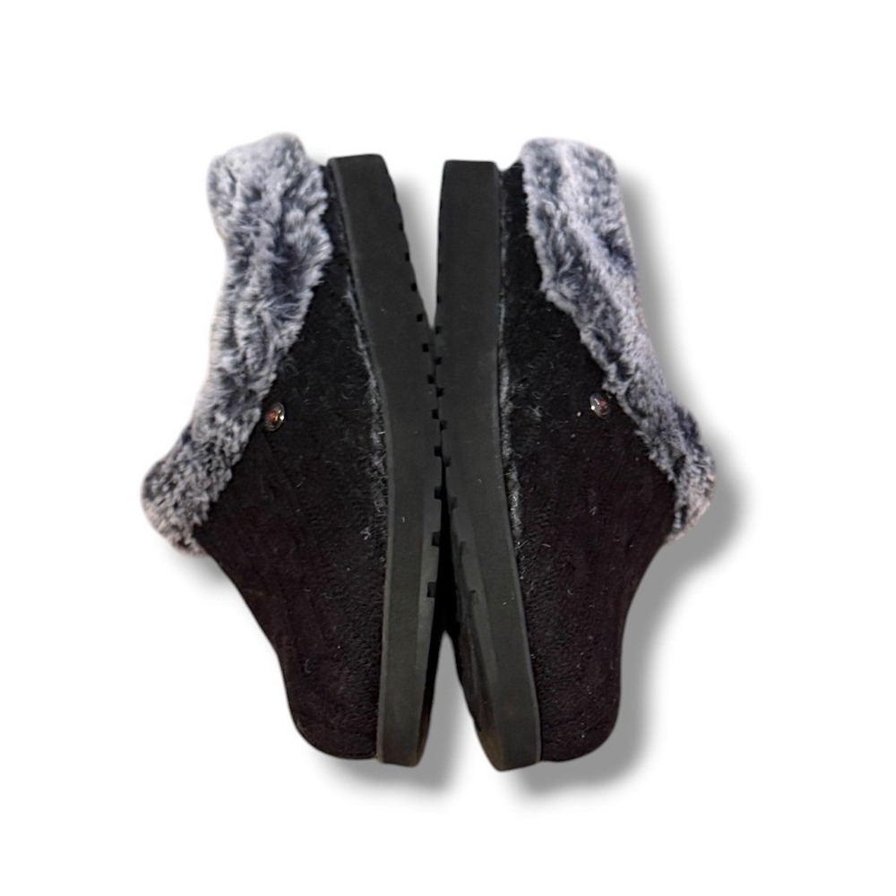 Skechers BOBS Keepsakes Slippers Womens 7 Black Cable Knit Faux Fur Memory Foam - Picture 4 of 8